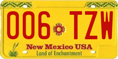 NM license plate 006TZW
