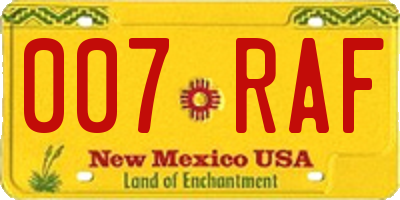 NM license plate 007RAF