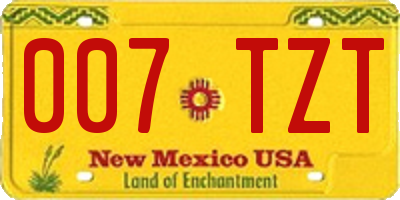 NM license plate 007TZT