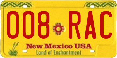 NM license plate 008RAC