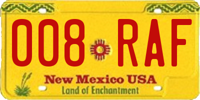NM license plate 008RAF