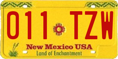 NM license plate 011TZW