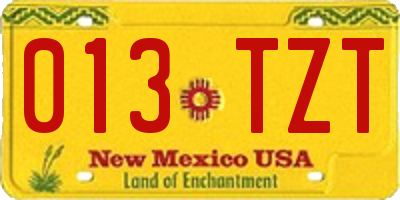 NM license plate 013TZT