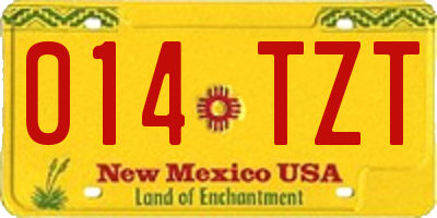 NM license plate 014TZT