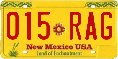 NM license plate 015RAG