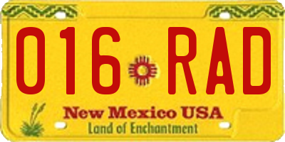 NM license plate 016RAD