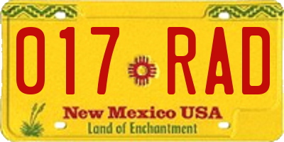 NM license plate 017RAD