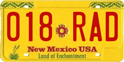 NM license plate 018RAD
