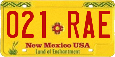 NM license plate 021RAE