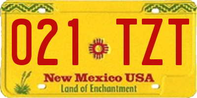 NM license plate 021TZT
