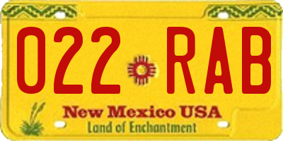 NM license plate 022RAB
