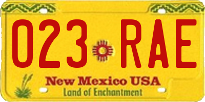 NM license plate 023RAE