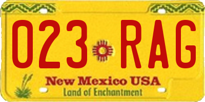 NM license plate 023RAG