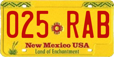 NM license plate 025RAB