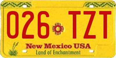 NM license plate 026TZT