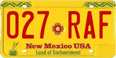 NM license plate 027RAF