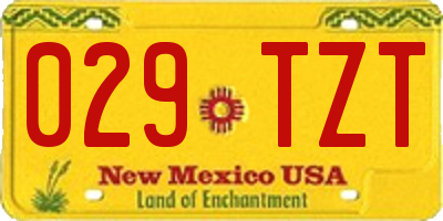 NM license plate 029TZT