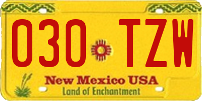 NM license plate 030TZW