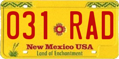 NM license plate 031RAD