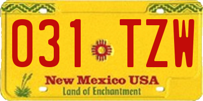 NM license plate 031TZW
