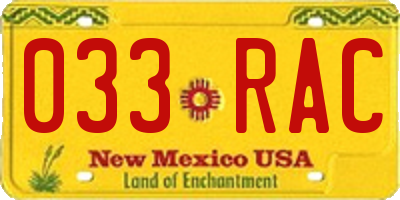NM license plate 033RAC