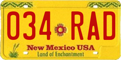 NM license plate 034RAD