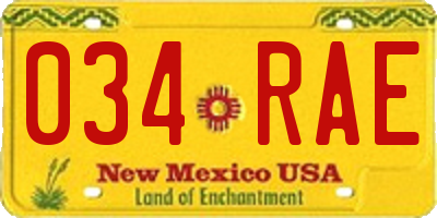 NM license plate 034RAE