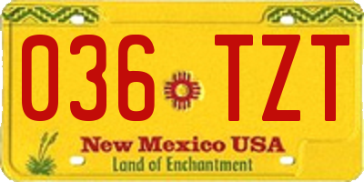 NM license plate 036TZT