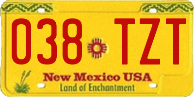 NM license plate 038TZT