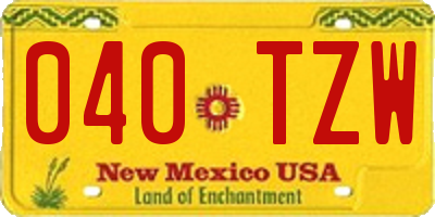 NM license plate 040TZW