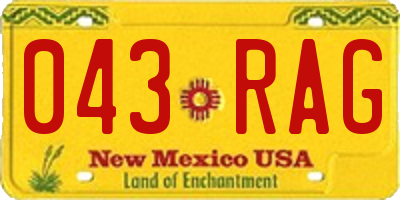 NM license plate 043RAG