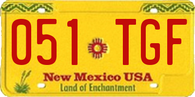 NM license plate 051TGF