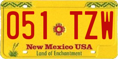 NM license plate 051TZW