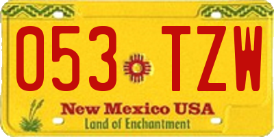NM license plate 053TZW