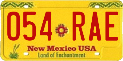 NM license plate 054RAE