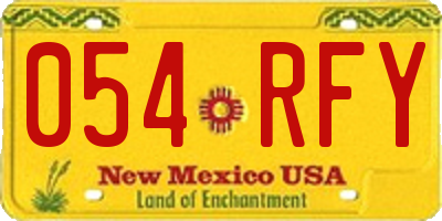 NM license plate 054RFY