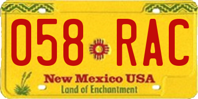 NM license plate 058RAC