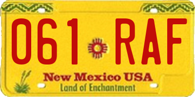 NM license plate 061RAF