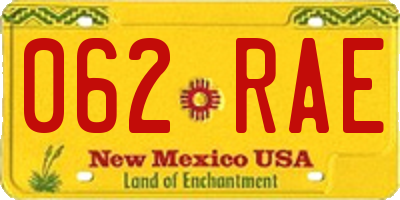NM license plate 062RAE