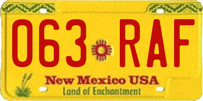 NM license plate 063RAF