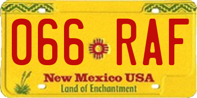 NM license plate 066RAF