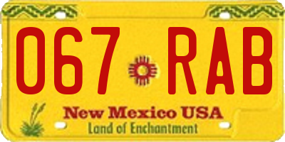 NM license plate 067RAB