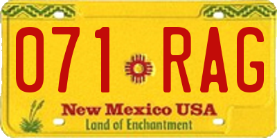 NM license plate 071RAG