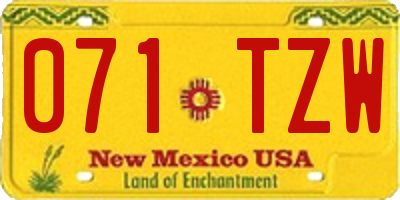 NM license plate 071TZW