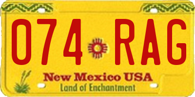 NM license plate 074RAG