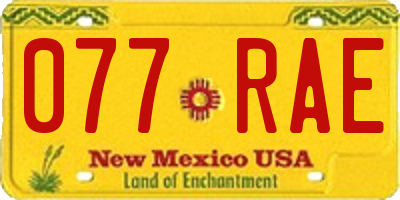 NM license plate 077RAE