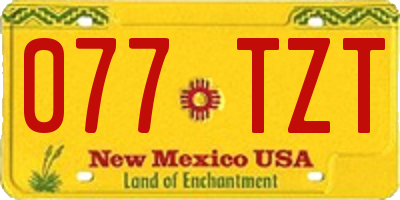 NM license plate 077TZT