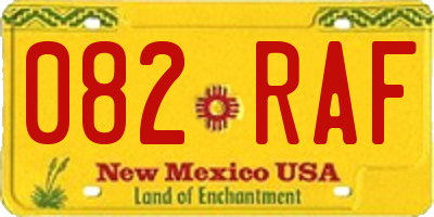 NM license plate 082RAF
