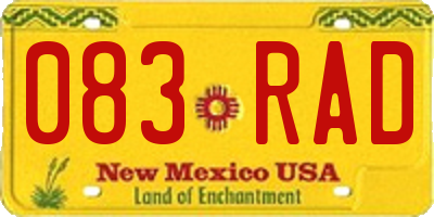 NM license plate 083RAD