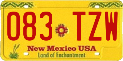 NM license plate 083TZW